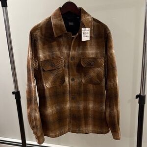 RDI Men's Tan Plaid Shirt Jacket